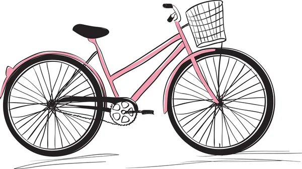 Classic ladies shopping bike. stylish illustration — Stock Vector