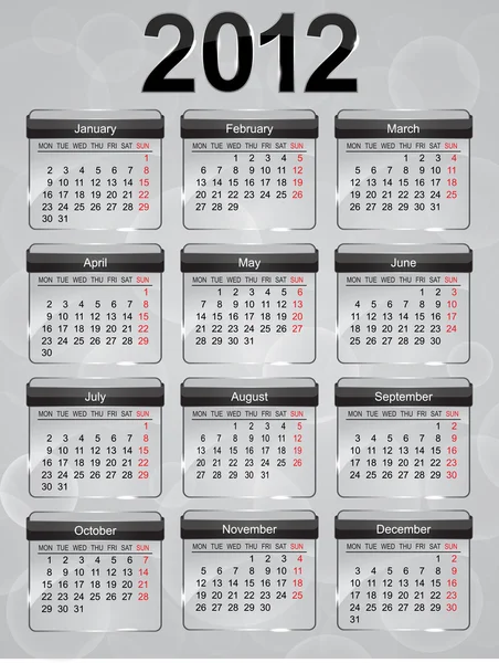 Iconos de calendario de vidrio para 2012 año . — Vector de stock