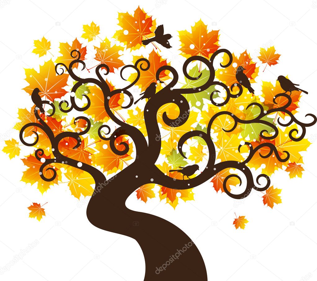 Autumn tree background. vector illustration