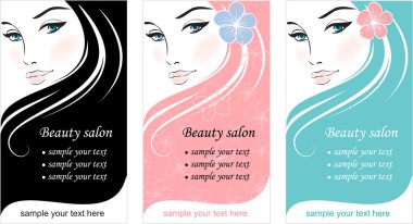 Stylish face of woman. Template design card