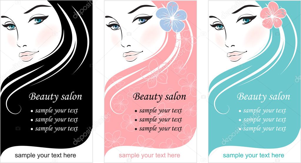 Stylish face of woman. Template design card
