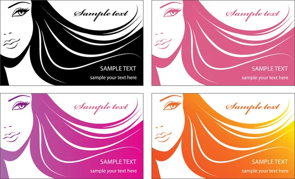 Stylish face of woman.Template design card — Stock Vector