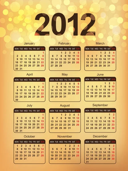 Kalender 2012. abstrakter golg-Hintergrund in eps10. — Stockvektor