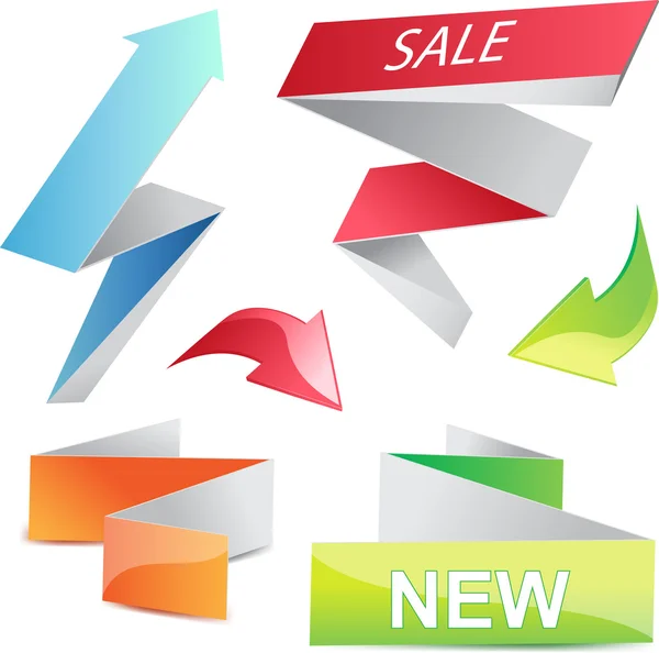3d arrows and banners set. Vector elements — Stock Vector