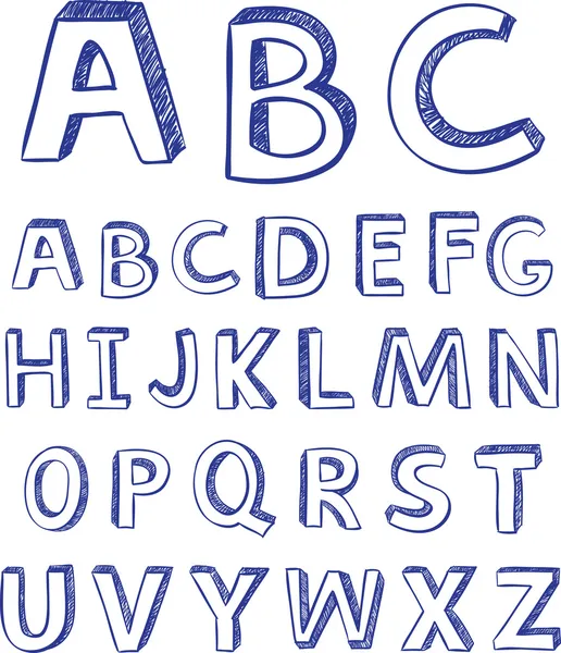 Alphabet dessin à la main. vecteur pour la conception — Image vectorielle