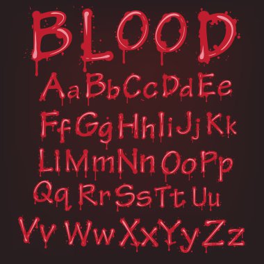 Abstract red Vector blood alphabet. clipart