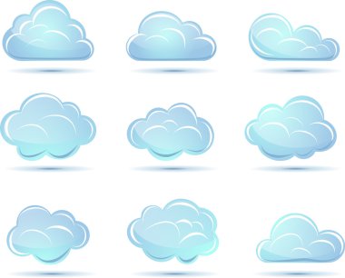 vektör bulutlar koleksiyonu. Hava durumu simgeleri
