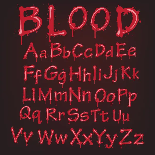 Abstraktní červená vektor krev abeceda. — Stockový vektor