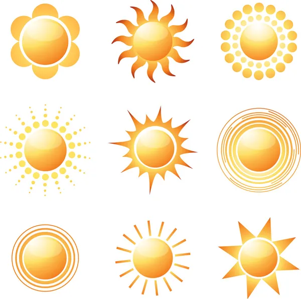 Абстрактная коллекция икон солнца . — стоковый вектор