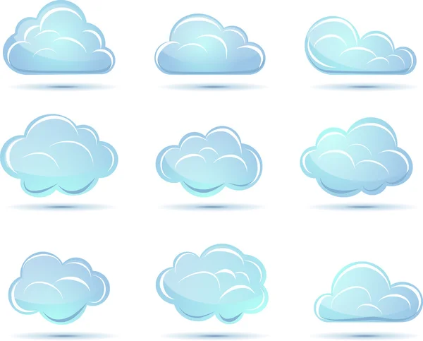 Vektör bulutlar koleksiyonu. Hava durumu simgeleri — Stok Vektör