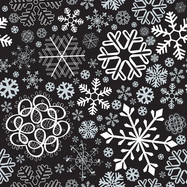 スノーフレーク クリスマスのシームレスな背景 — ストックベクタ