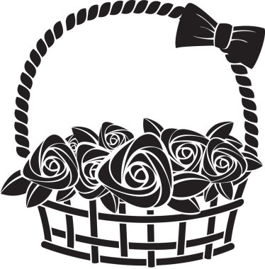 Gift basket with roses. clipart