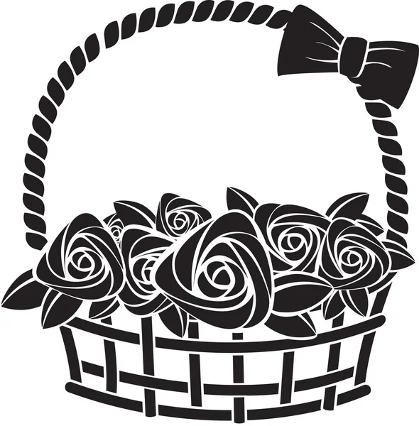 Подарунковий кошик з трояндами . — стоковий вектор
