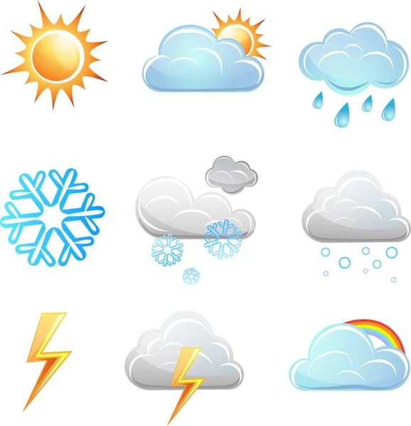 Ensemble vectoriel d'icônes météorologiques — Image vectorielle
