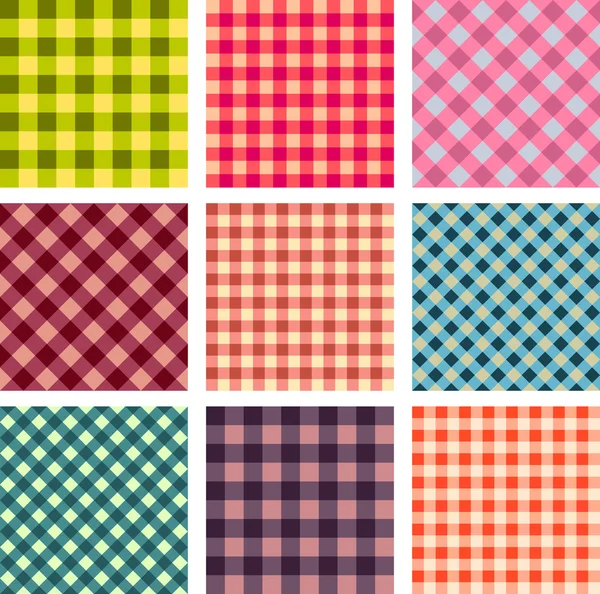 抽象的なシームレスな正方形のパターンのセット — ストックベクタ