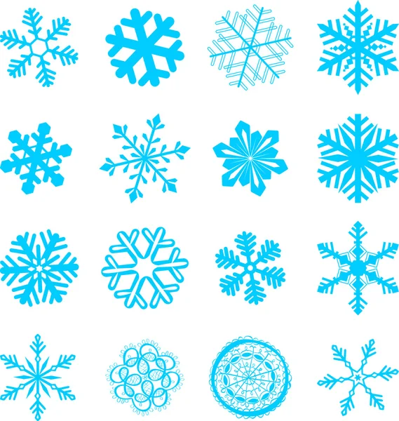 Conjunto abstrato de flocos de neve — Vetor de Stock