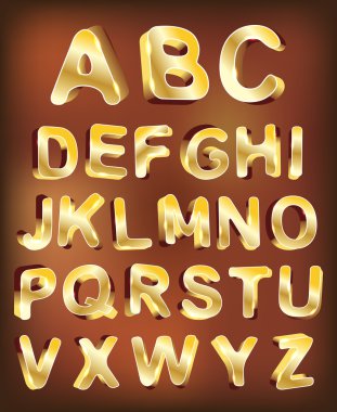 3d gold alphabet. vector for design
