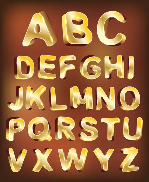 3 d ゴールド アルファベット。ベクトルのデザイン — ストックベクタ