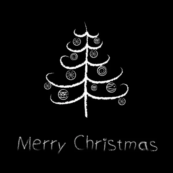 Stilisierter Kreide-Weihnachtsbaum mit Schneeflocke — Stockvektor