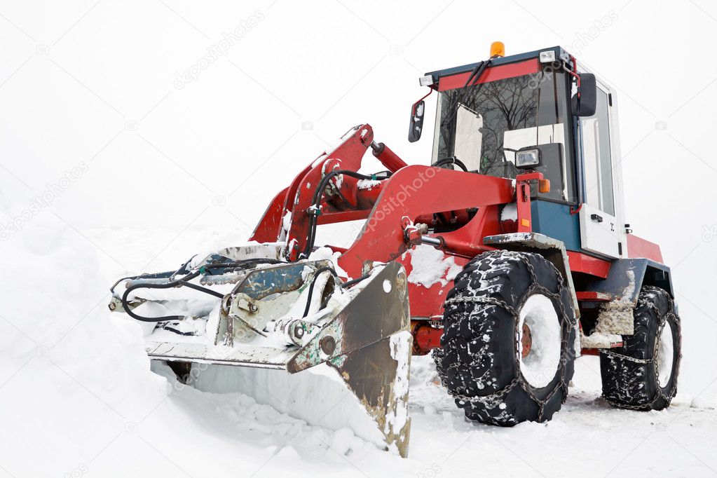 Tractor ready to work, winter snowplow