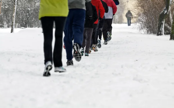 Corriendo en el parque de invierno — Foto de Stock