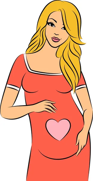 Schöne schwangere Frau. — Stockvektor