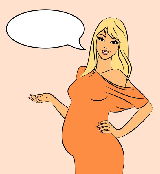 Schöne schwangere Frau — Stockvektor