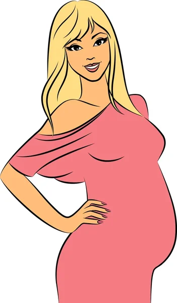 Mulher grávida bonita — Vetor de Stock