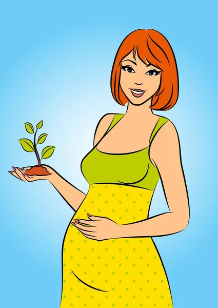Schöne schwangere Frau. — Stockvektor