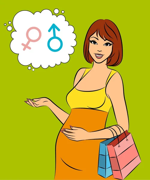 stock vector Beautiful pregnant woman.