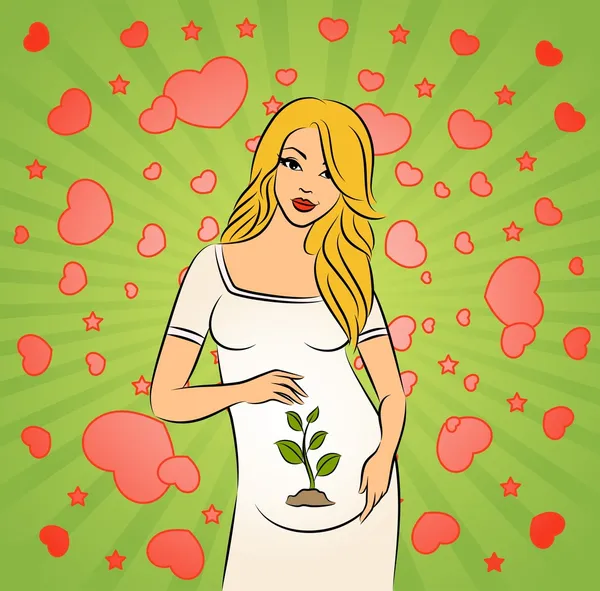Mooie zwangere vrouw. — Stockvector