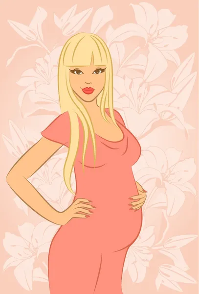 Bella donna incinta. — Vettoriale Stock