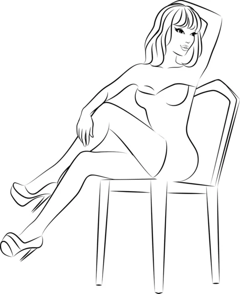 Schöne Frau sitzt auf einem Stuhl — Stockvektor