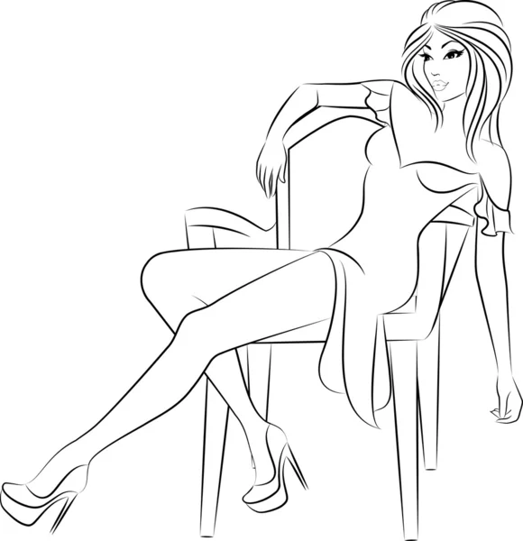 Красива жінка сидить на стільці — стоковий вектор