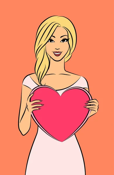 Beautiful girl with heart — Stock Vector