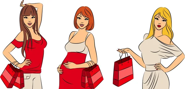 Модная шопинг-девушка — стоковый вектор