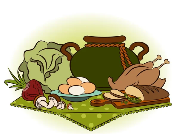 Старовинні здорові інгредієнти їжі . — стоковий вектор