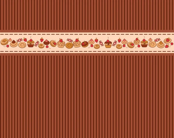 Vintage background with sweet cakes. — Stock Vector