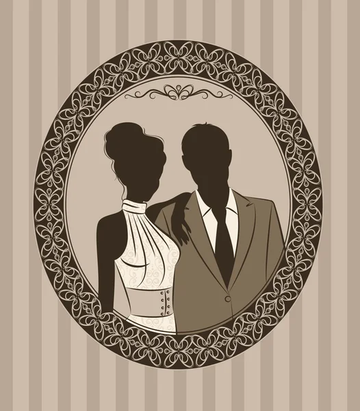Векторна ілюстрація красивого силуету нареченої та нареченої — стоковий вектор