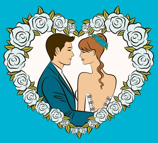 Vetor Ilustração da bela silhueta de noiva e noivo —  Vetores de Stock