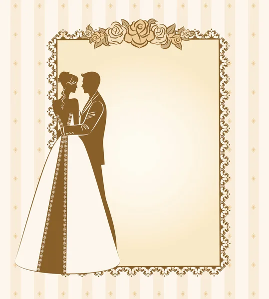 Vektor illustration av vackra bruden och brudgummen siluett — Stock vektor