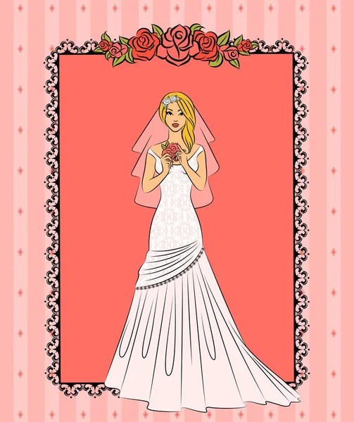 Vector Illustration of beautiful bride — Stock Vector