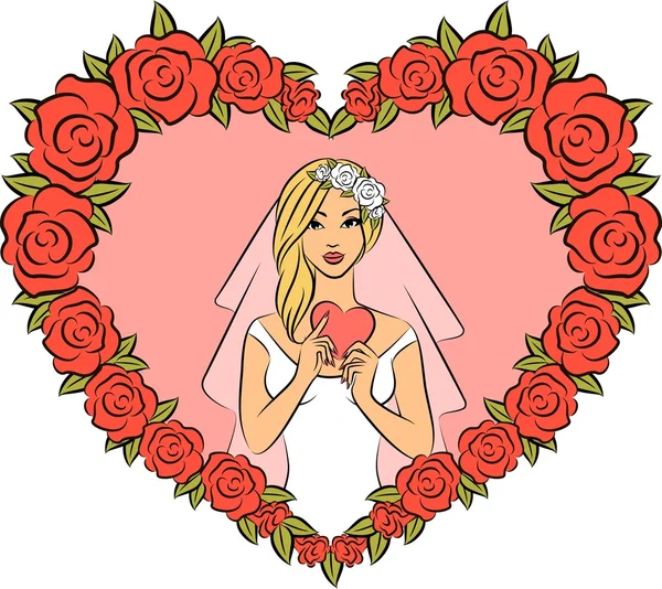 Векторная иллюстрация красивой невесты — стоковый вектор