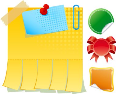 Yellow blank advertisement with cut slips clipart