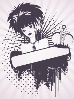 Beautiful emo girl on a grunge background