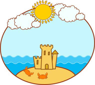 bir deniz kumlu kilit bir arka plan üzerinde vektör