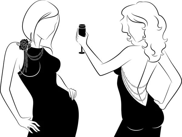 Sexiga kvinnor i klänning — Stock vektor