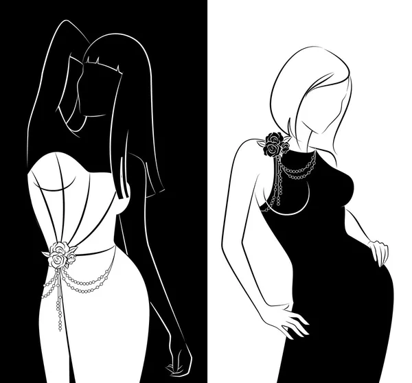 Sexy Frauen im Kleid — Stockvektor