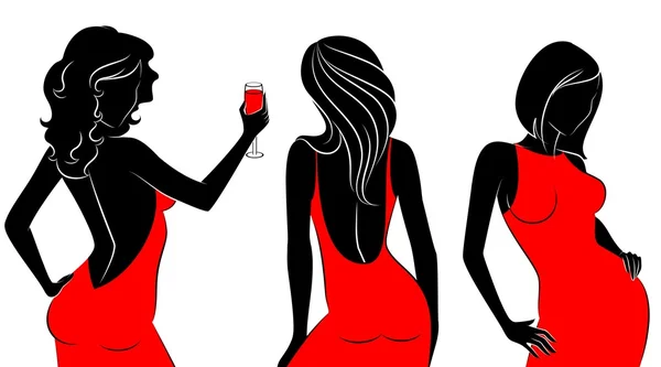 Σέξι γυναίκες με κόκκινο χρώμα. διάνυσμα — Διανυσματικό Αρχείο