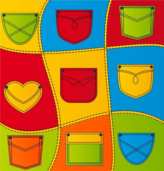 Poches Jean colorées — Image vectorielle